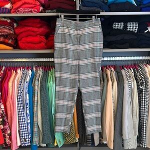 ASOS gray/black/pink/white plaid 2 pocket ankle trousers size 6